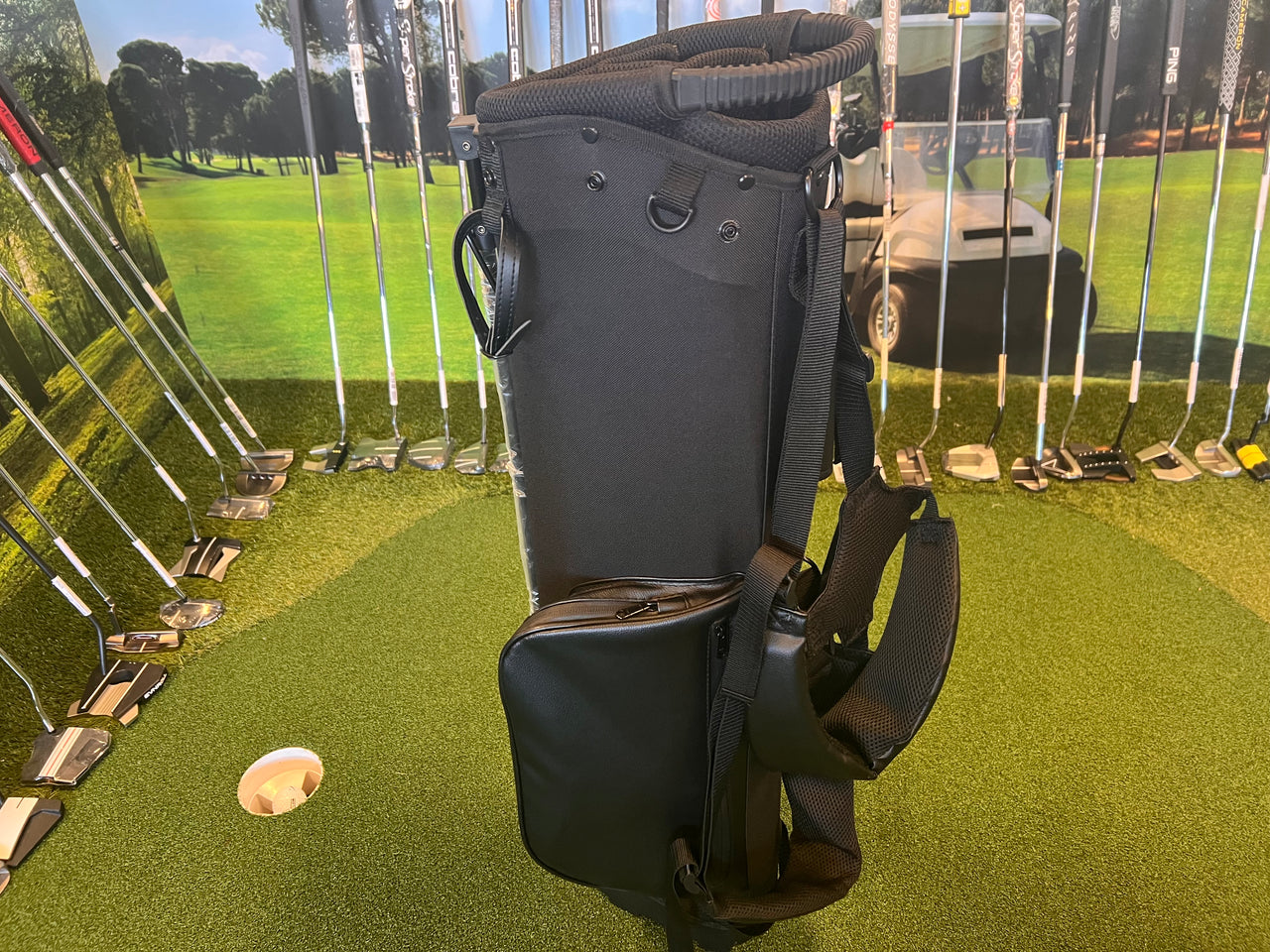 *New* Robin Black Leather Pockets 4-Way Stand Bag