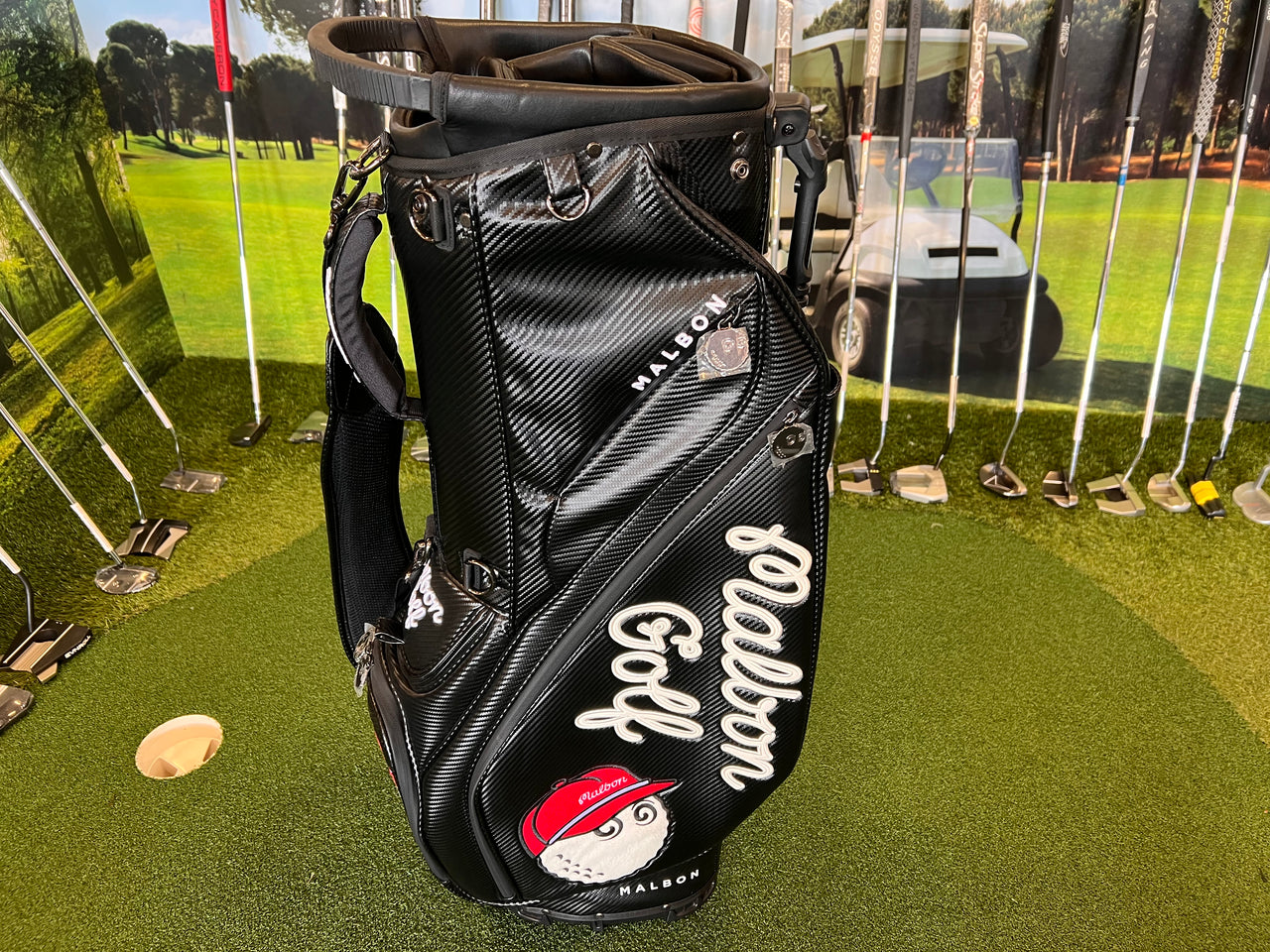 *New* Malbon Black Leather 5-Way Stand Bag