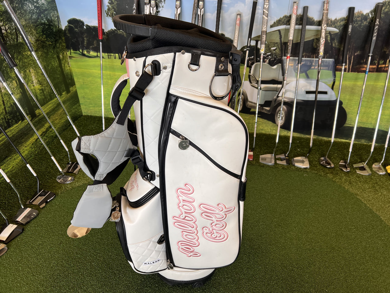 *New* Malbon Leather White 5-Way Stand Bag