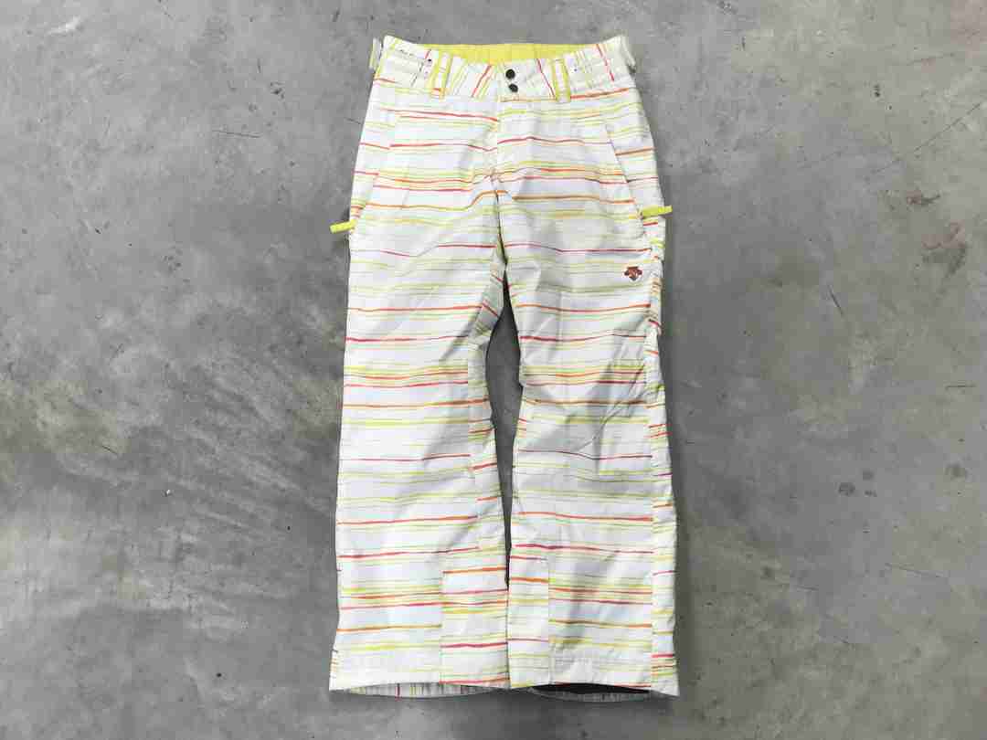 Discente Women's White/Stripe Snow Pants Size- Medium Condition- 7.5