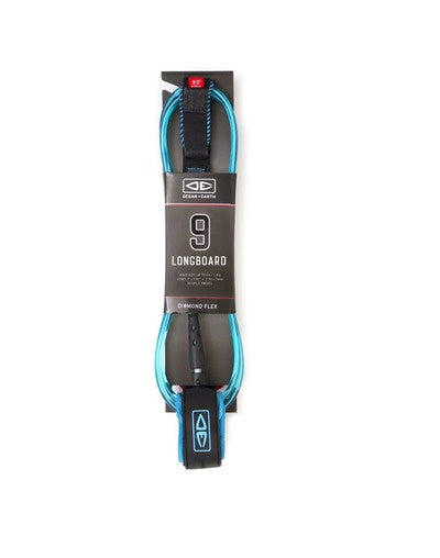 O&E Longboard Regular 9'0" Leash - Blue
