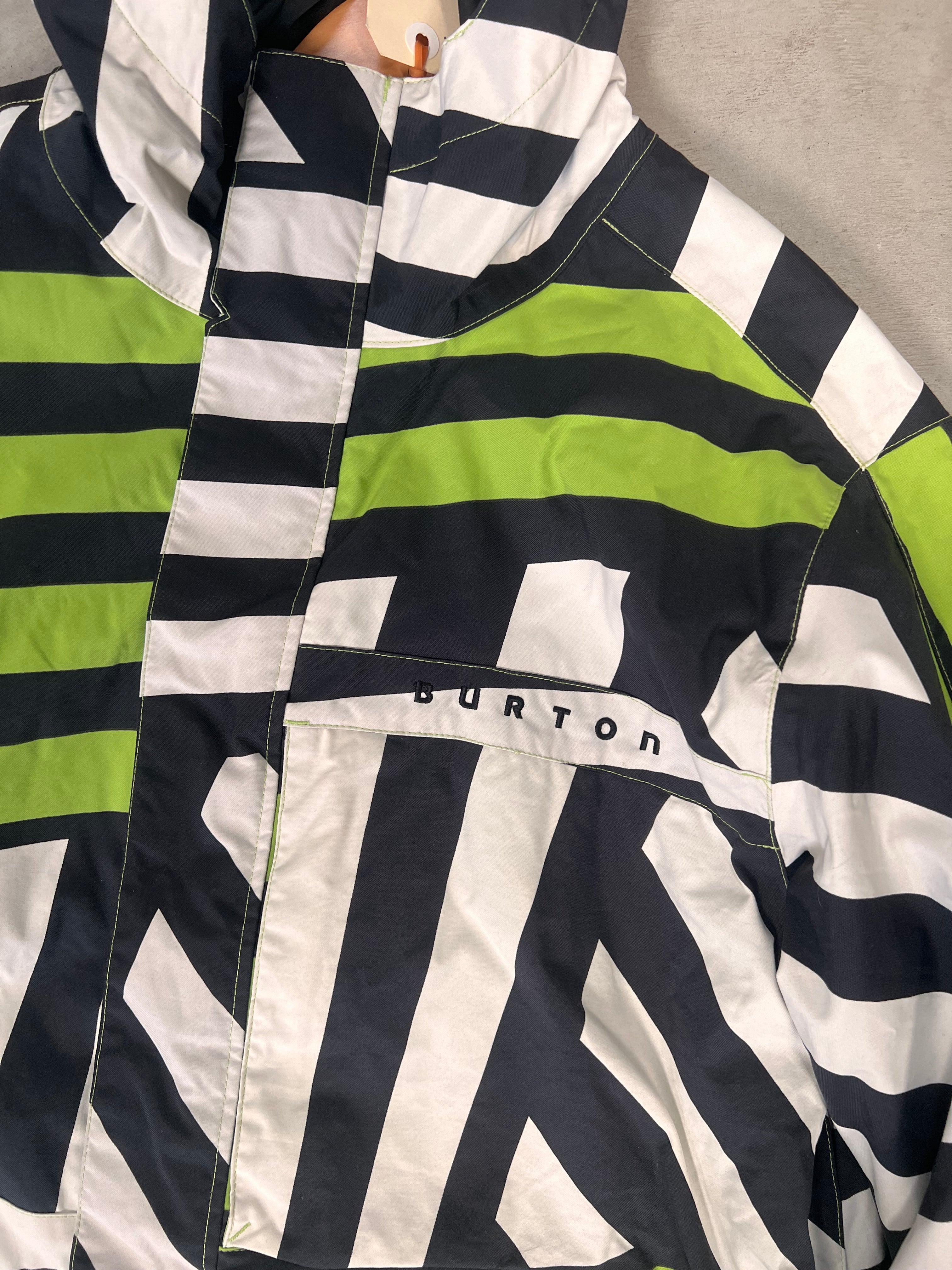 Burton black×l button dryride jacket Burton Dryride Restricted Ratched Teal, Black & White Snowboard