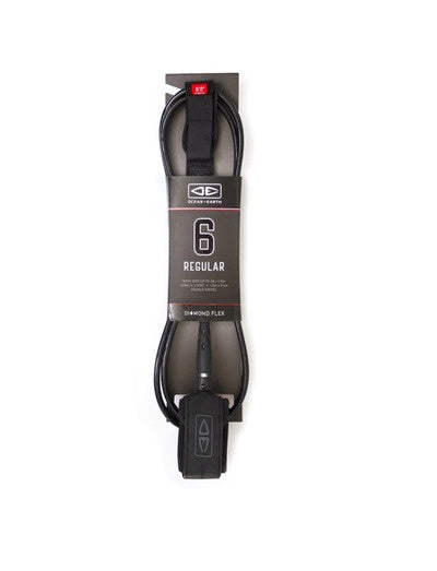 O&E Regular 6'0" Moulded Leash - Black